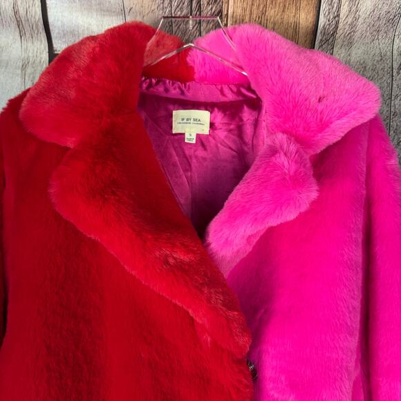 If By sea Jacket Anthropologie Jacket Faux Fun Colorblock Red Pink Small Boho - Picture 3 of 11
